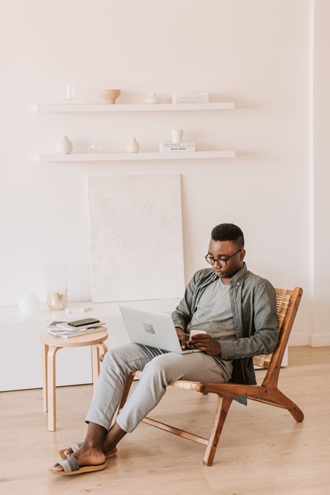 A freelancer working on a laptop